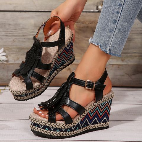 Women's Ethnic Style Color Block Open Toe High Heel Sandals