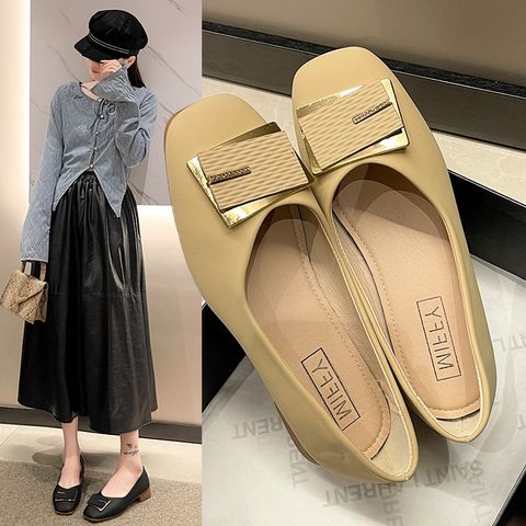 Women's Elegant Solid Color Square Toe Flats