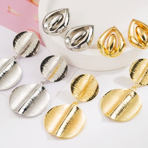 1 Pair Casual Vacation Classic Style Round Water Droplets Plating Alloy Gold Plated Silver Plated Drop Earrings Ear Studs