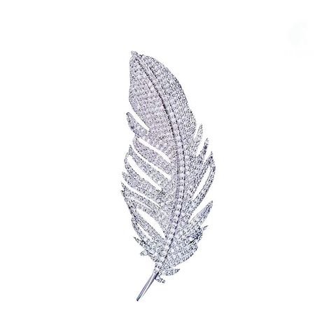 Simple Style Feather Alloy Plating Artificial Rhinestones Unisex Brooches