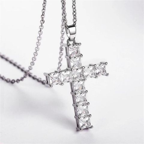 Lady Cross Alloy Diamond Artificial Diamond Women's Pendant Necklace