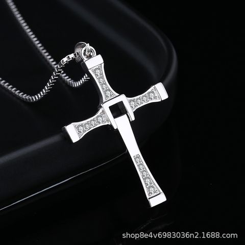 Sterling Silver Simple Style Cross Pendant Necklace