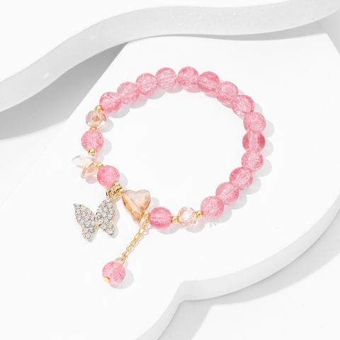 Wholesale Jewelry Cute Sweet Simple Style Butterfly Artificial Crystal Rhinestones Beaded Handmade Inlay Bracelets