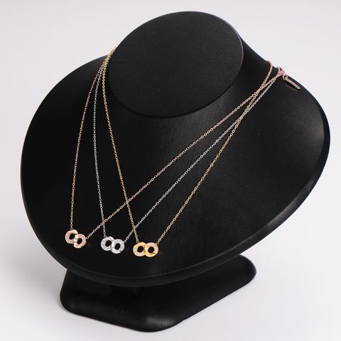 304 Stainless Steel 18K Gold Plated Rose Gold Plated Elegant Plating Inlay Infinity Rhinestones Pendant Necklace