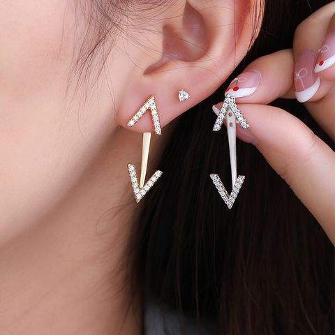 1 Pair Simple Style Classic Style Commute Arrow Plating Inlay Copper Artificial Gemstones 14K Gold Plated Platinum Plated Ear Studs
