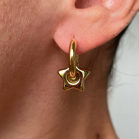 1 Paar Vintage-Stil Einfacher Stil Pentagramm Überzug Edelstahl 304 18 Karat Vergoldet Ohrringe