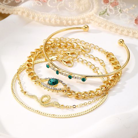 Wholesale Jewelry IG Style Casual Classic Style Devil's Eye Snake Alloy Zircon Inlay Bracelets Bangle