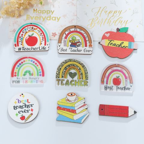 5 Pieces 40*40mm 49*44mm 55*47mm Hole Under 1mm Resin Letter Rainbow Apple Pendant