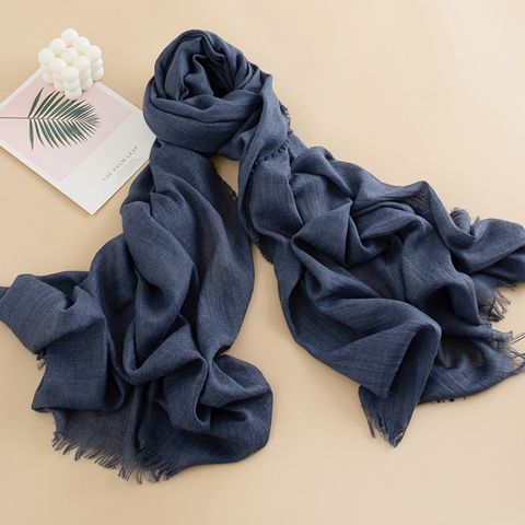 Women's Streetwear Solid Color Polyester Tassel Scarf