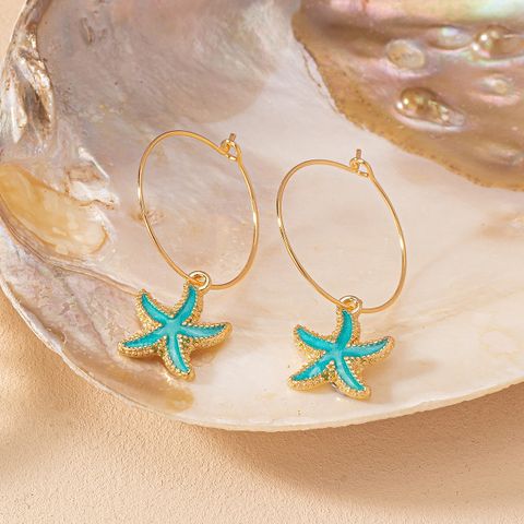1 Pair Vacation Beach Simple Style Starfish Alloy Drop Earrings