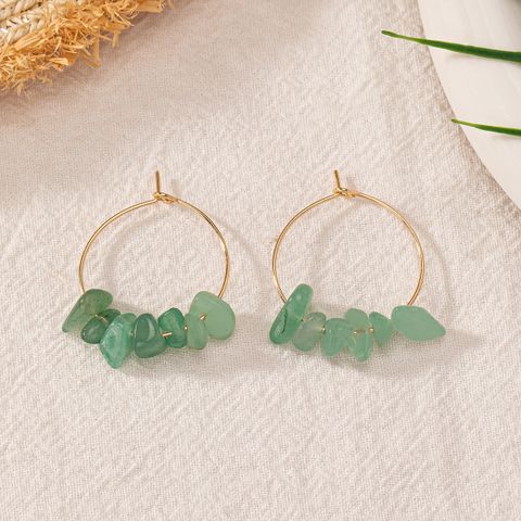 1 Pair Vacation Modern Style Classic Style Round Stone Copper Alloy Earrings