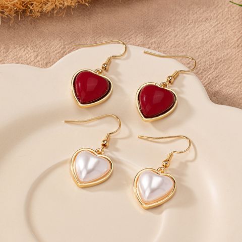 1 Pair Elegant Lady Modern Style Heart Shape Plastic Zinc Alloy Drop Earrings