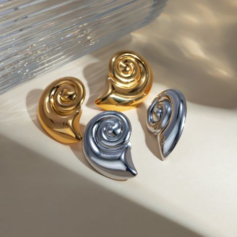 1 Pair IG Style Basic Modern Style Spiral Plating 304 Stainless Steel 18K Gold Plated Earrings