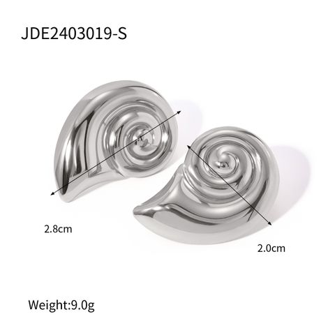 1 Pair IG Style Basic Modern Style Spiral Plating 304 Stainless Steel 18K Gold Plated Earrings