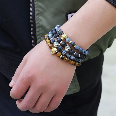 Casual Vintage Style Simple Style Animal Alloy Natural Stone Men's Bracelets