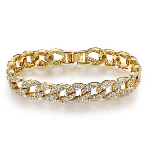 Wholesale Casual Classic Style Geometric Brass Inlay 18K Gold Plated Zircon Bracelets