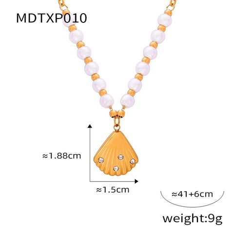 Wholesale Jewelry Simple Style Shell Titanium Steel Plating Earrings Necklace
