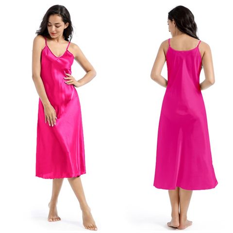 Home Daily Sexy Solid Color Imitated Silk Polyester Pajama Sets