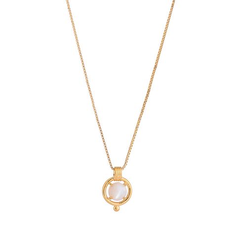 Simple Style Classic Style Heart Shape Shell Titanium Steel Copper Plating Gold Plated Women's Pendant Necklace