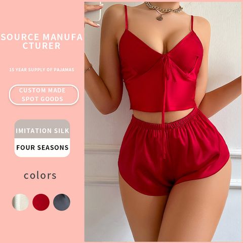 Women's Sexy Solid Color Shorts Sets Home Pajamas