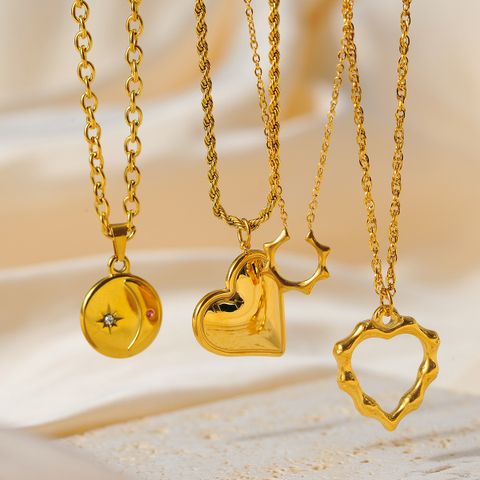 Simple Style Classic Style Heart Shape Titanium Steel Plating Gold Plated Women's Pendant Necklace
