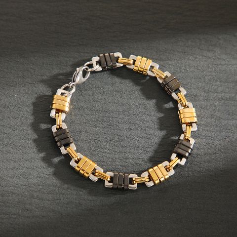 304 Stainless Steel Hip-Hop Retro Chain Color Block Bracelets Necklace