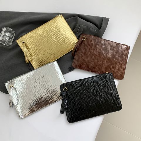 Women's Small Pu Leather Solid Color Vintage Style Classic Style Zipper Clutch Bag