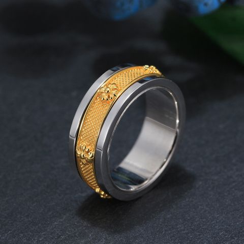 Fitness Hip-Hop Cool Style Geometric Sterling Silver 18K Gold Plated White Gold Plated Men's Rings Anxiety Ring
