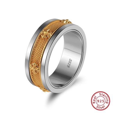 Fitness Hip-Hop Cool Style Geometric Sterling Silver 18K Gold Plated White Gold Plated Men's Rings Anxiety Ring