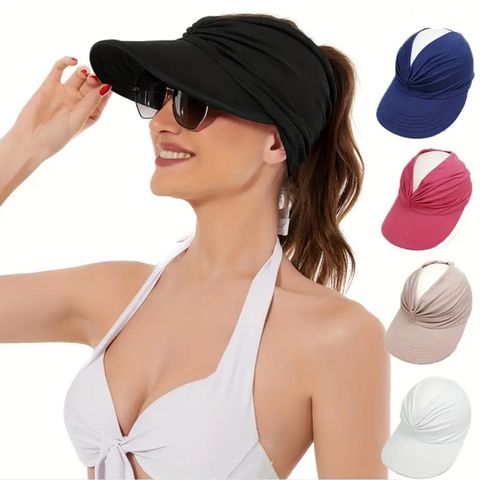 Women's Vacation Solid Color Wide Eaves Sun Hat