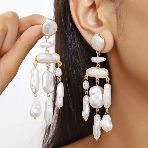 1 Pair IG Style Simple Style Geometric Imitation Pearl Drop Earrings