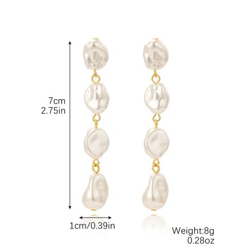 1 Pair Simple Style Geometric Inlay Imitation Pearl Rhinestones Drop Earrings