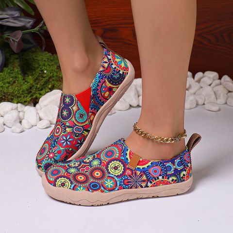 Women's Casual Flower Mushroom Round Toe Canvas Shoes