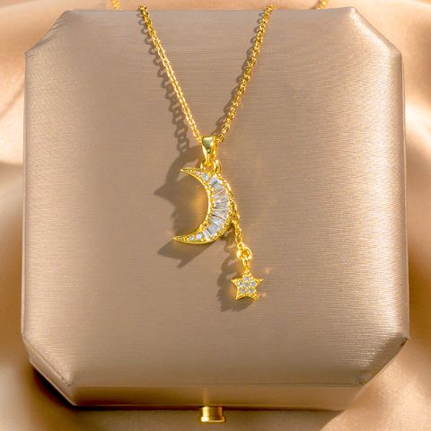 304 Stainless Steel Copper 18K Gold Plated Elegant Cute Streetwear Inlay Rabbit Flower Butterfly Shell Zircon Pendant Necklace