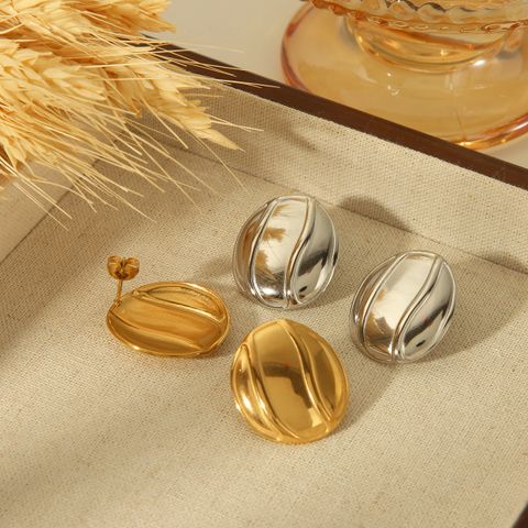 1 Pair Retro Formal Classic Style Solid Color Plating 304 Stainless Steel 18K Gold Plated Ear Studs