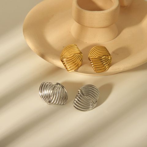 1 Pair Casual Basic Retro Geometric Solid Color Plating 304 Stainless Steel 18K Gold Plated Ear Studs