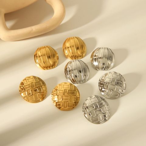 1 Pair Retro Formal Classic Style Solid Color Plating 304 Stainless Steel 18K Gold Plated Ear Studs