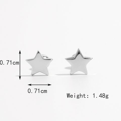 1 Pair Classical Romantic Solid Color Cross Star Heart Shape Plating Inlay Sterling Silver Zircon White Gold Plated Ear Studs