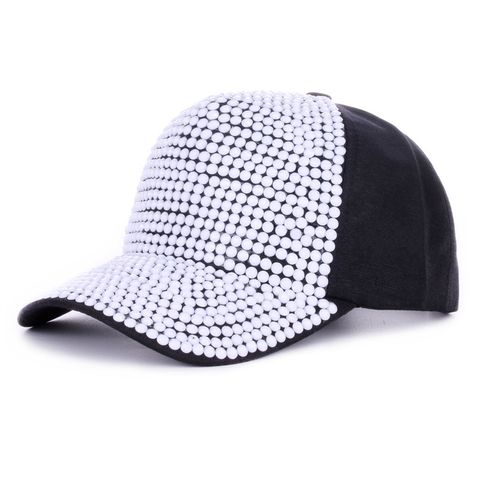 Women's Sweet Solid Color Rhinestone Curved Eaves Baseball Cap