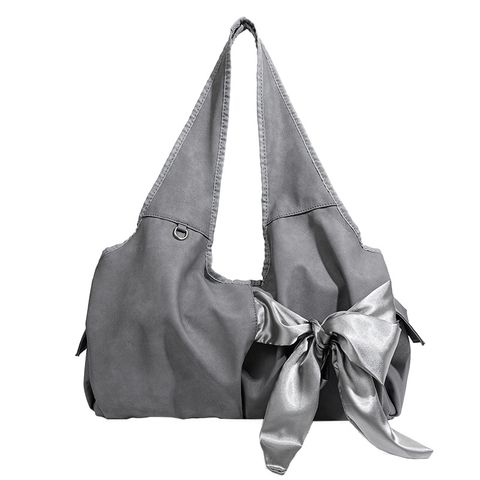 Women's Large Pu Leather Solid Color Streetwear Bowknot Magnetic Buckle Shoulder Bag