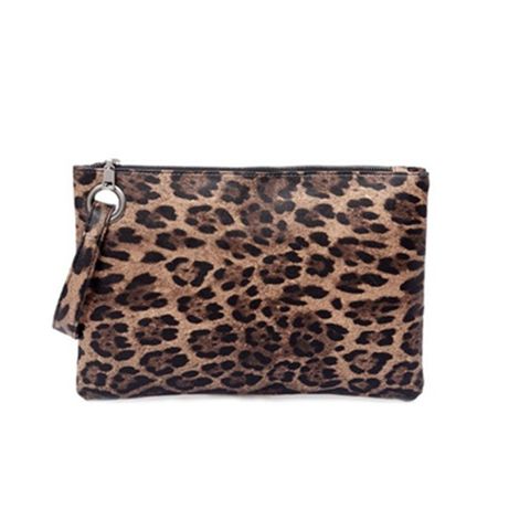 Unisex Leopard Pu Leather Zipper Wallets