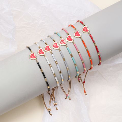 Casual Heart Shape Glass Beaded Women's Drawstring Bracelets