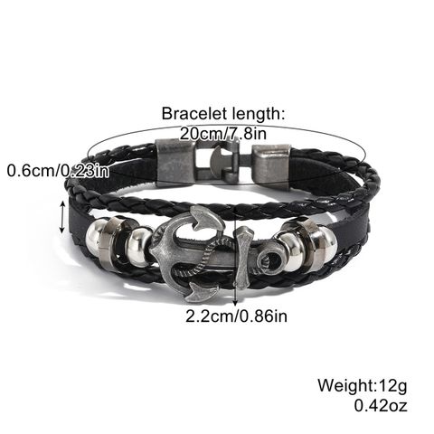Modern Style Cool Style Oval Pu Leather Inlay Turquoise Men's Bracelets