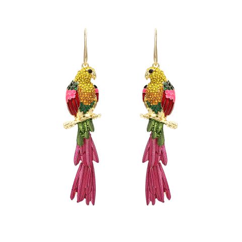Exaggerated Parrot Alloy Inlay Artificial Rhinestones Women's Earrings