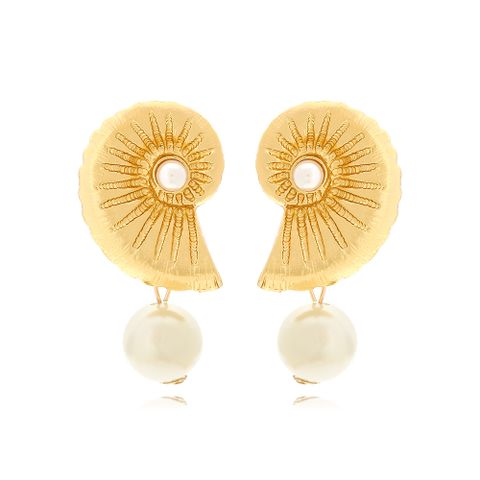 Exaggerated Conch Imitation Pearl Plating Women's Drop Earrings