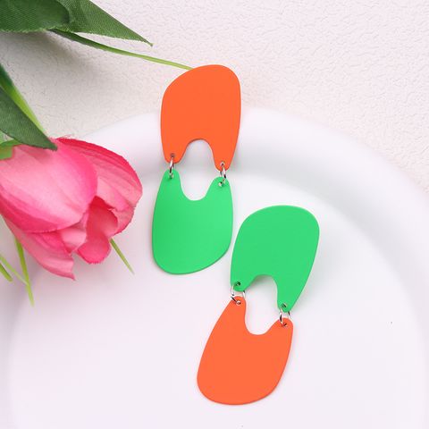 Simple Style Semicircle Metal Patchwork Women's Drop Earrings