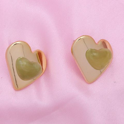 Simple Style Heart Shape Arylic Plating Gold Plated Silver Plated Women's Ear Studs
