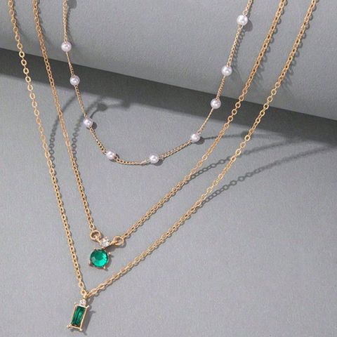 Casual Elegant Geometric Zinc Alloy Plating Women's Double Layer Necklaces Necklace