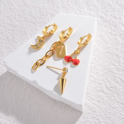 1 Set Simple Style Classic Style Fruit Plating Titanium Steel Gold Plated Drop Earrings