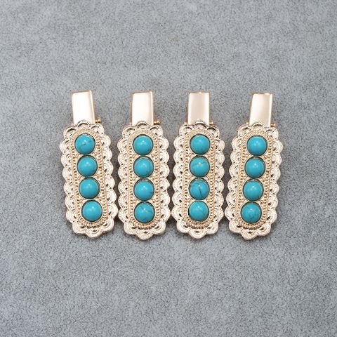Women's Retro Solid Color Alloy Inlay Turquoise Hair Clip